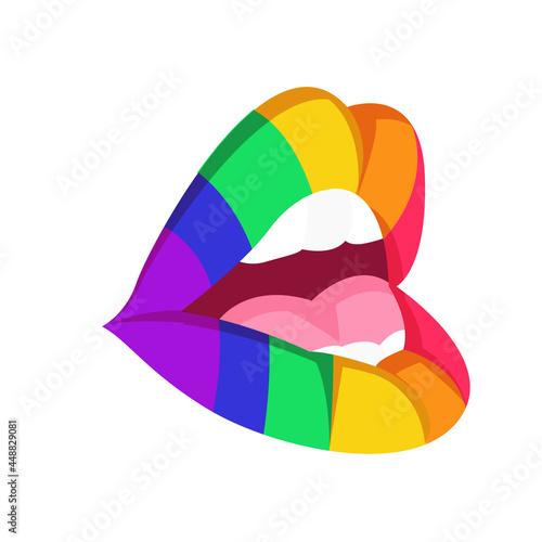 Isolated pride lips icon with lgbt colors Vector