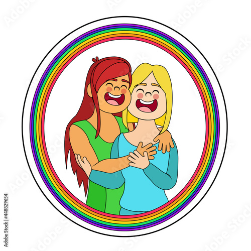 Happy homosexual couple with lgbt rainbow colors Vector