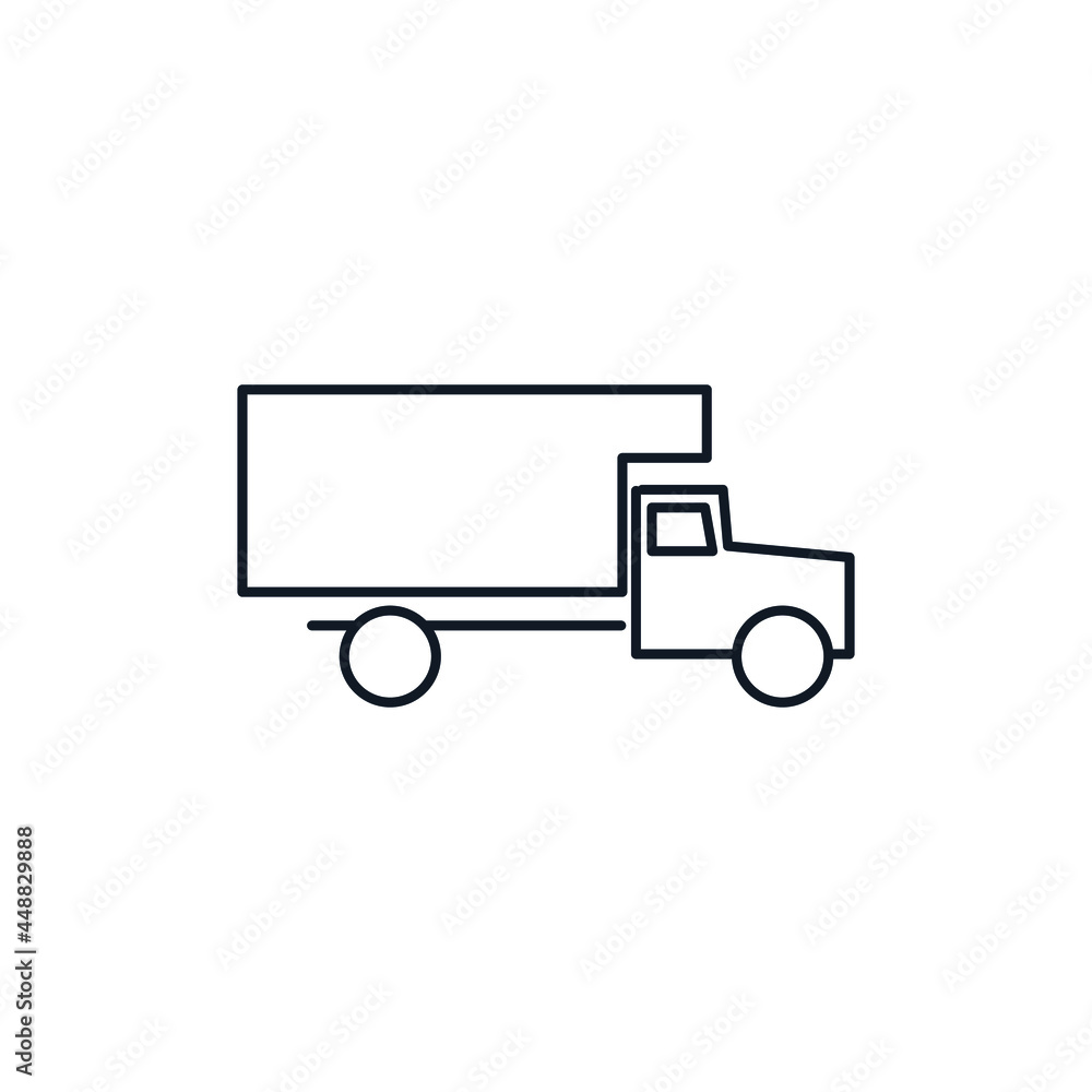 Rental flatbed truck thin line icon stock illustration. Rental flatbed truck thin line icon stock illustration.