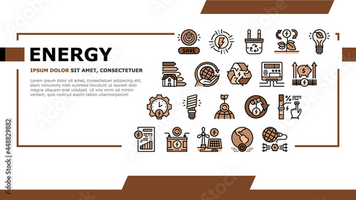 Energy Saving Tool Landing Web Page Header Banner Template Vector. Solar Panel And Electric Meter Energy Saving Equipment, Ecology Removal And Recycling Illustration