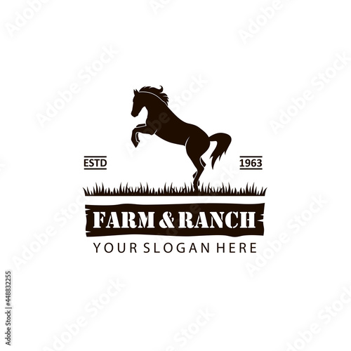 emblem of prancing horse silhouette isolated on white background