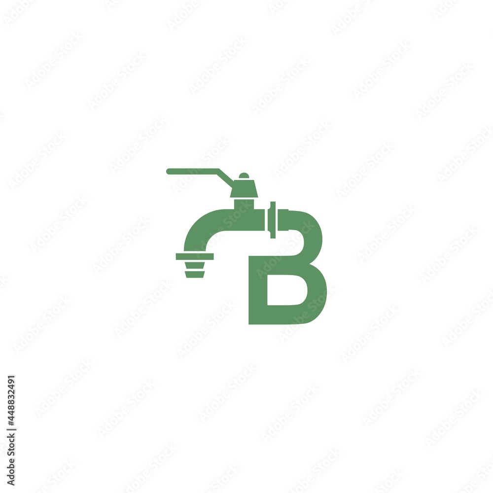 Faucet icon with letter B logo design vector
