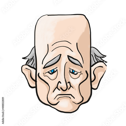 Sad bald white old man face (ID: 448832809)