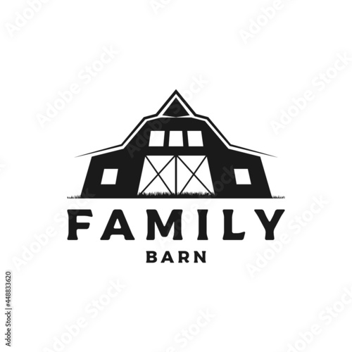 vintage retro rustic silhouette barn logo design vector