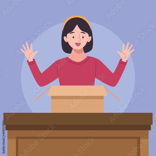 girl unboxing box