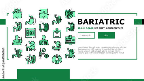 Bariatric Surgery Landing Web Page Header Banner Template Vector. Excess Weight And Risk Of Complications, Severe Bleeding And Result Of Bariatric, Lung Or Breath Problem Illustration