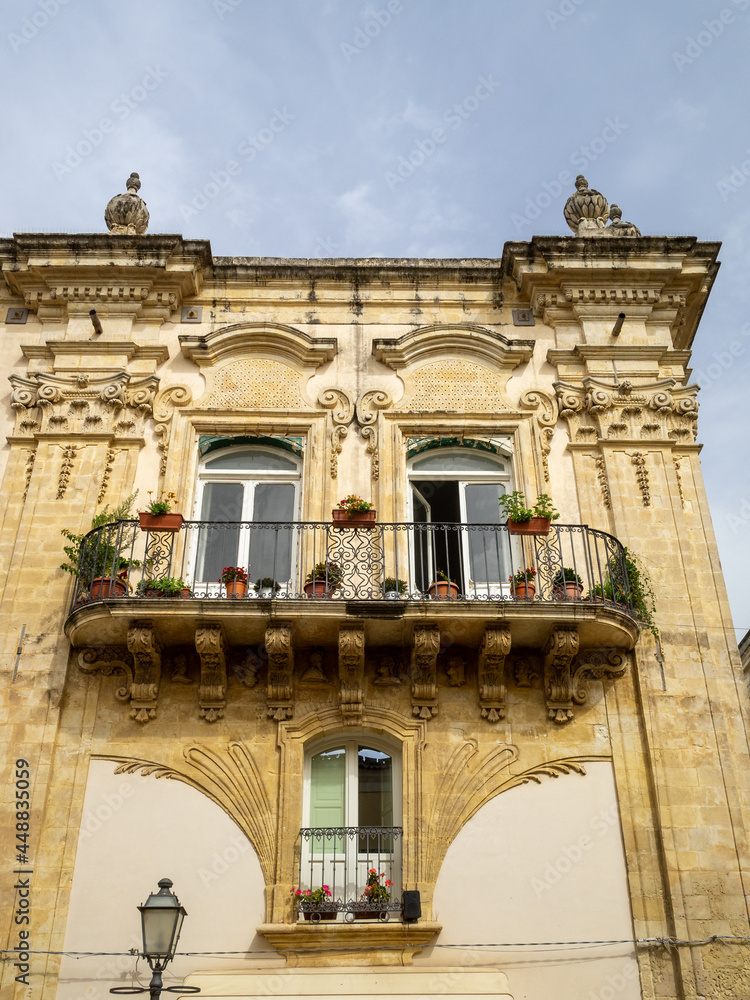 Stone carved balcony of Palazzo Judica, Palazzolo Acreide