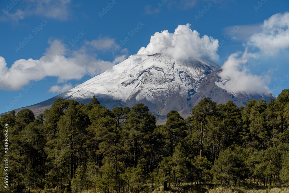 view of Popocatepetl volcano in Mexico view of Popocatepetl volcano in Mexico