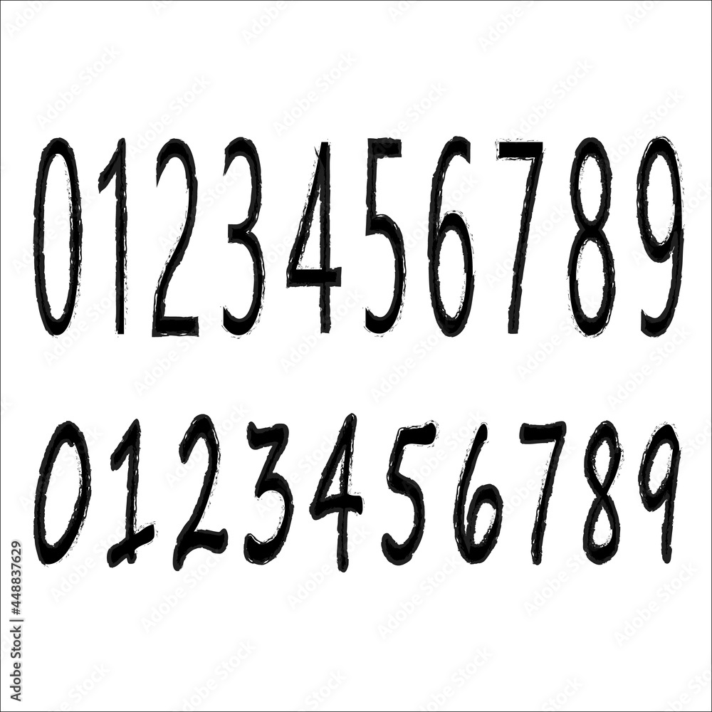 Printed and uppercase numbers isolated on a white background. Printed and uppercase numbers isolated on a white background.