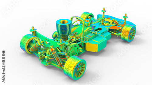 3D rendering - car chassis structure finite element analysis photo