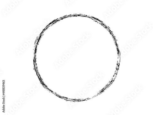 Grunge circle made of black paint using art brush.Grunge marking element.