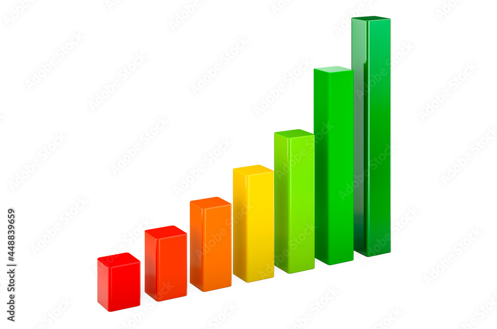 Bar graph, column chart. 3D rendering Bar graph, column chart. 3D rendering