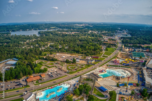 Aerial View of the Tourist Town of Lake Delton, Wisconsin photo