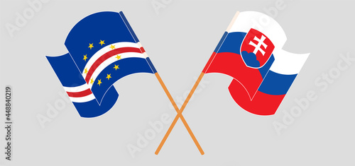 Photography Crossed and waving flags of Cape Verde and Slovakia