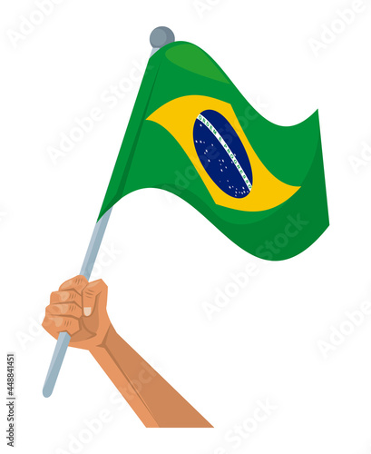 hand with brazil flag