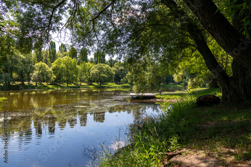 View of the Vezelka River in Victory Park in the center of Belgorod