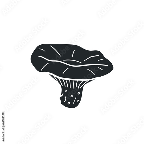 Lactarius Deliciosus Icon Silhouette Illustration. Mushroom Vector Graphic Pictogram Symbol Clip Art. Doodle Sketch Black Sign.
