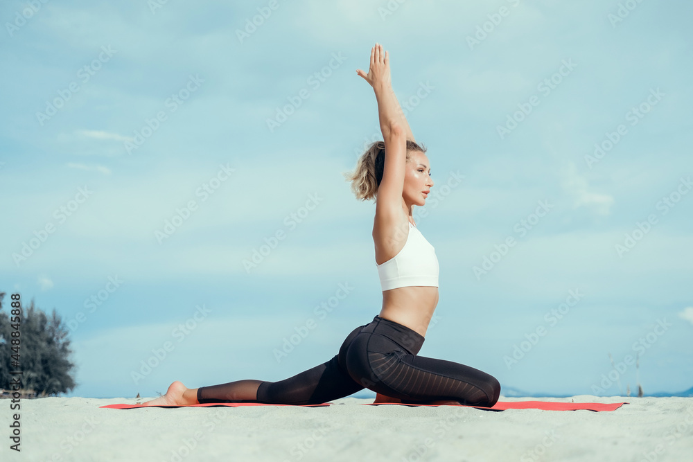 Beauty woman make fitness on the street, blonde hair, training, sport, sneakers, sport wear, yoga style Beauty woman make fitness on the street, blonde hair, training, sport, sneakers, sport wear, yoga style