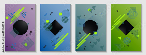 Memphis cover layouts kit. Front page templates