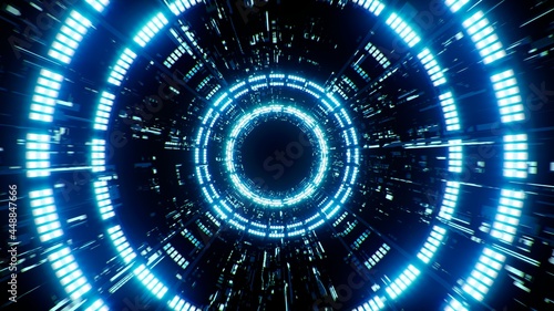 Blue Circle Light Technology Sci fi Background