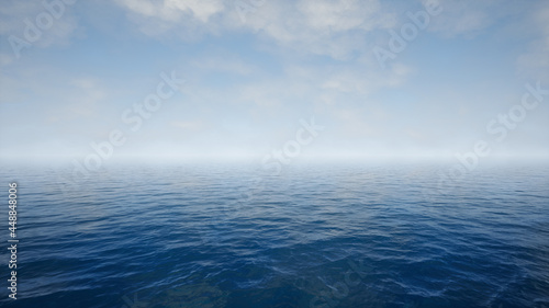 Fototapeta Naklejka Na Ścianę i Meble -  Ocean Water and Cloudy Sky Background 3D Render