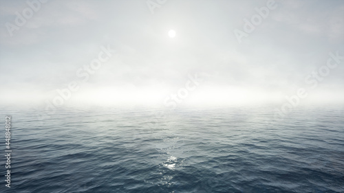 Ocean Water and Sunset Sky Background 3D Render