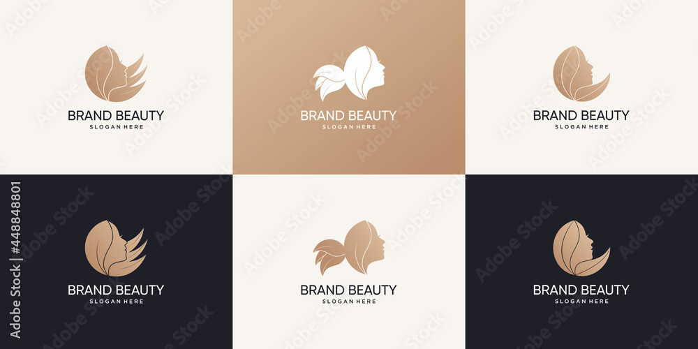 Colection of beauty hair salon logo design template Premium Vector