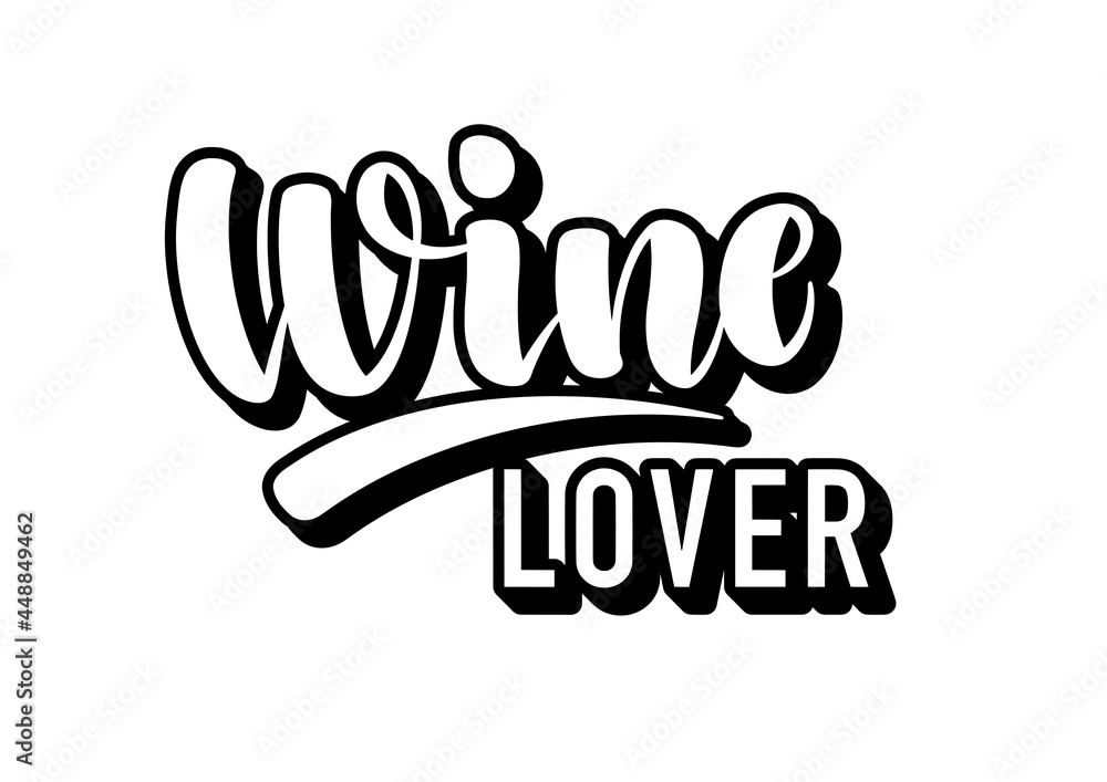 simple black and white lettering wine lover logo. Vector illustration