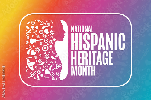 National Hispanic Heritage Month. Holiday concept. Template for background, banner, card, poster with text inscription. Vector EPS10 illustration.
