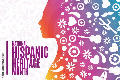 National Hispanic Heritage Month. Holiday concept. Template for background, banner, card, poster with text inscription. Vector EPS10 illustration.