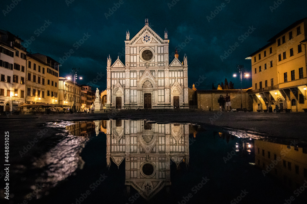 Fototapeta premium Santa Croce in the night, Florence