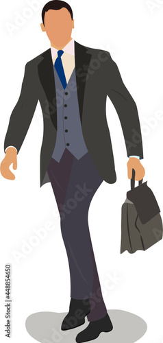 Hombre de traje con maletín, fondo transparente