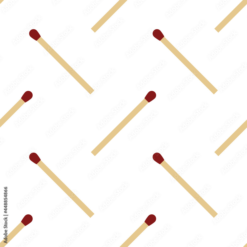 Matchstick Seamless Pattern Icon, Wooden Stick Coated With Ignitable Material On The Tip And Used For Starting A Fire Matchstick Seamless Pattern Icon, Wooden Stick Coated With Ignitable Material On The Tip And Used For Starting A Fire