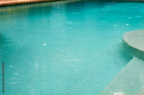 Rain drops in a turquoise pool, step right in