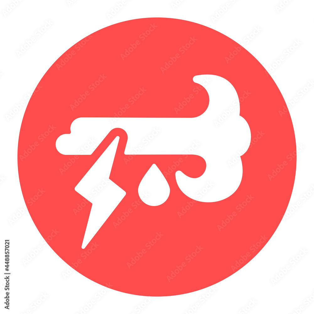 Wind rain lightning glyph icon. Weather sign Wind rain lightning glyph icon. Weather sign