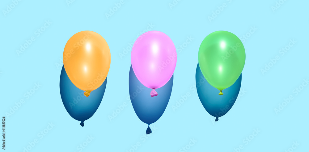 Various balloon on blue pastel background Various balloon on blue pastel background