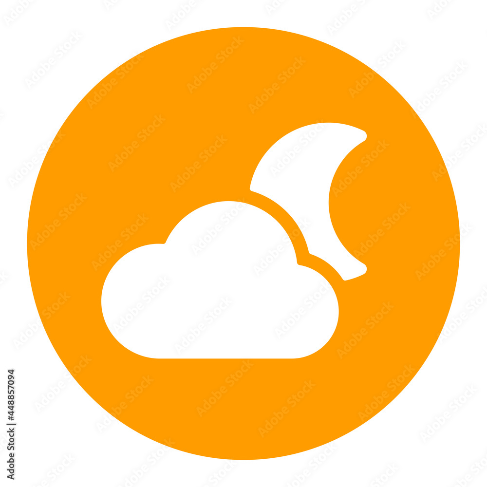 Moon and clouds vector glyph icon. Weather sign Moon and clouds vector glyph icon. Weather sign