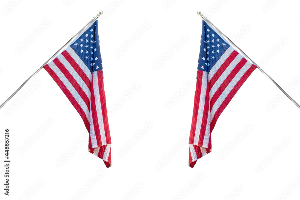 Isolated american flags on white background