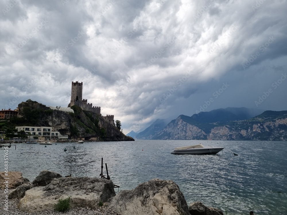 Italy  Malcesine, garda lake, view of the castle of the lake