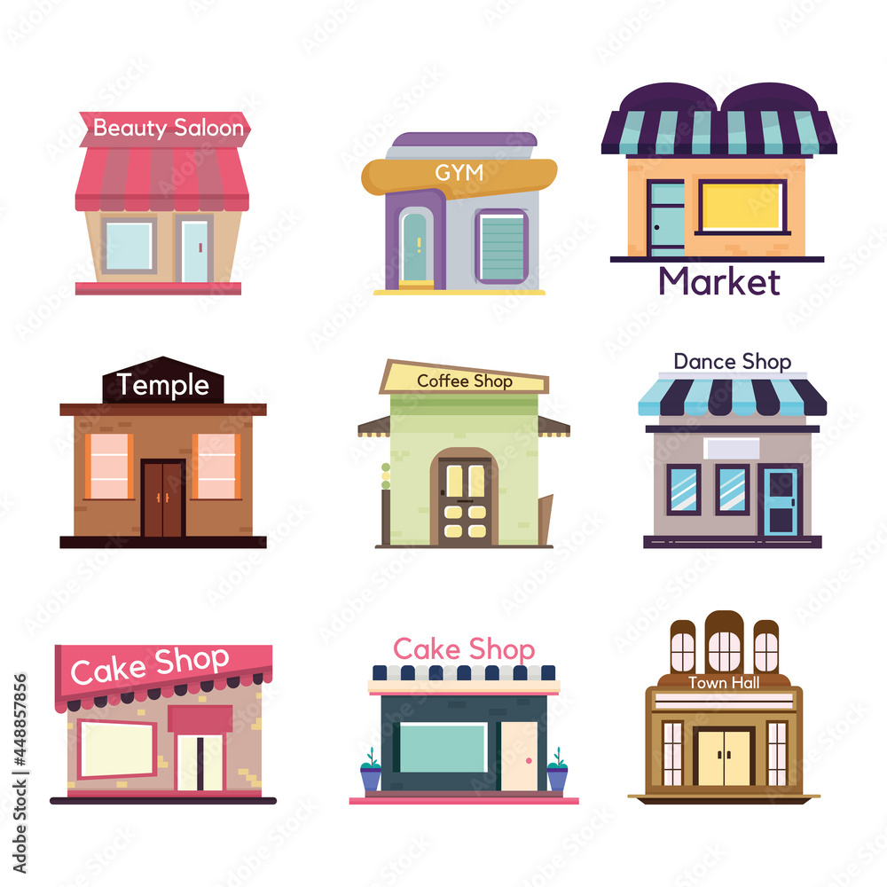 Set of different flat store icons