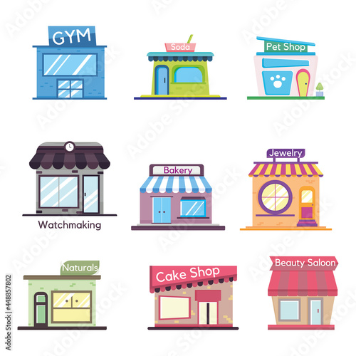 Set of different flat store icons