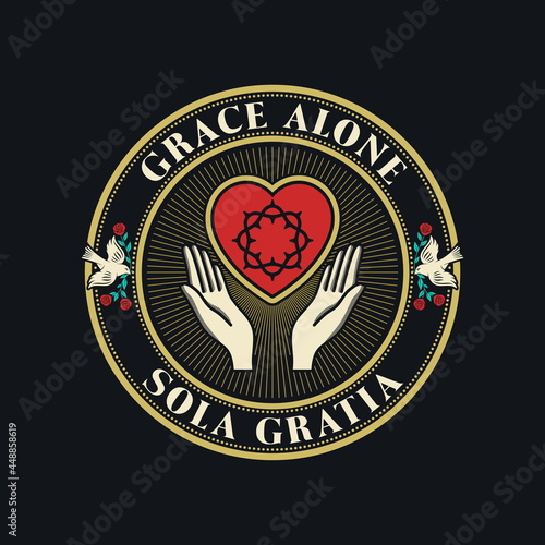 Christian illustration. Five Solas of the Reformation. Grace alone.