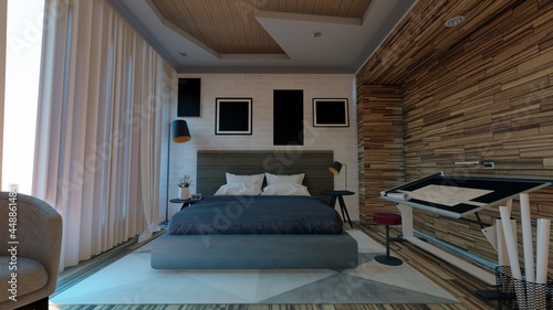 Canvastavla Modern interior room. 3D rendering.