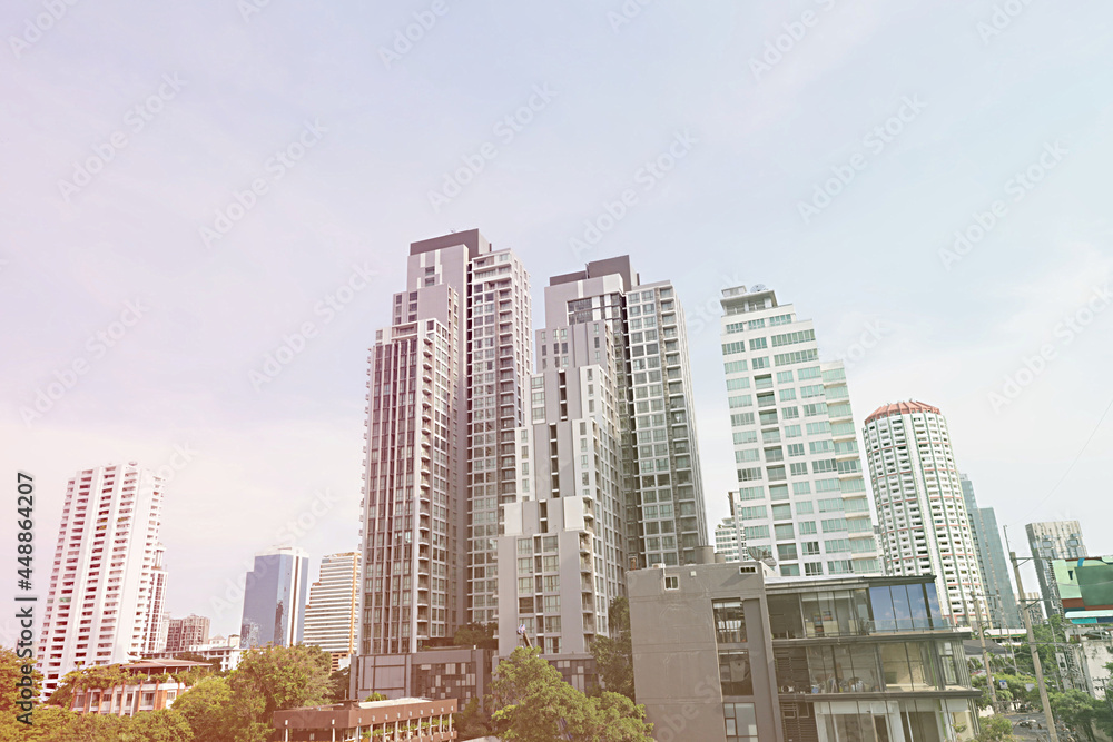 Obraz premium buildings and condos Houses and buildings in the city of Thailand.