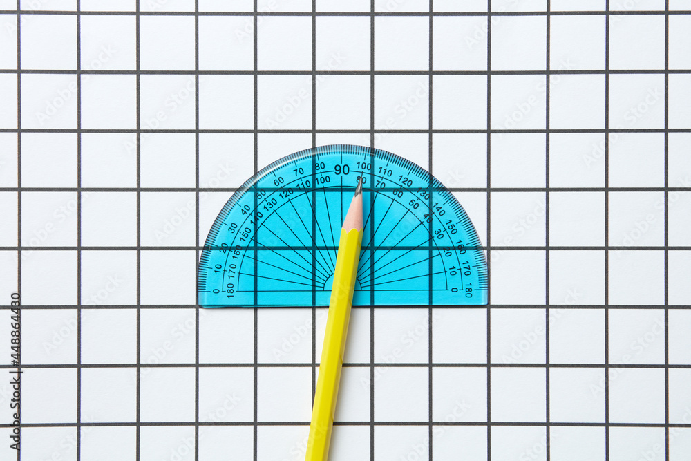 Transparent plastic blue ruler and yellow pencil Stock Photo | Adobe Stock