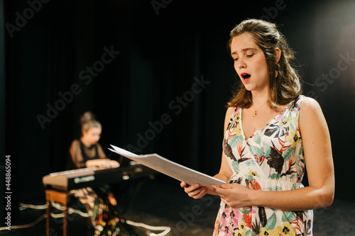 Opera singers practicing for live show
