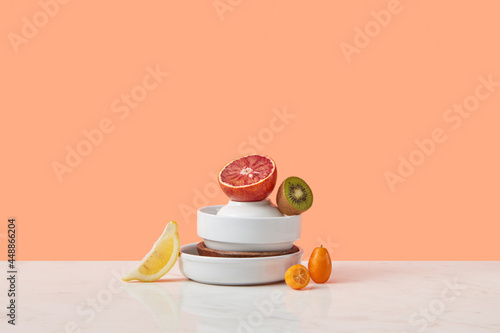 Summer fruits with bowls photo