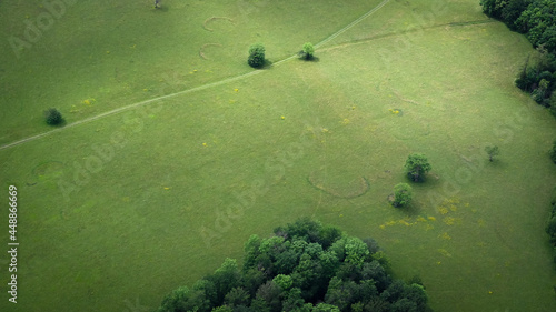 Grüne Weiden auf der Schwäbischen Alb - Luftaufnahme - Vogelperspektive - Deutschland photo