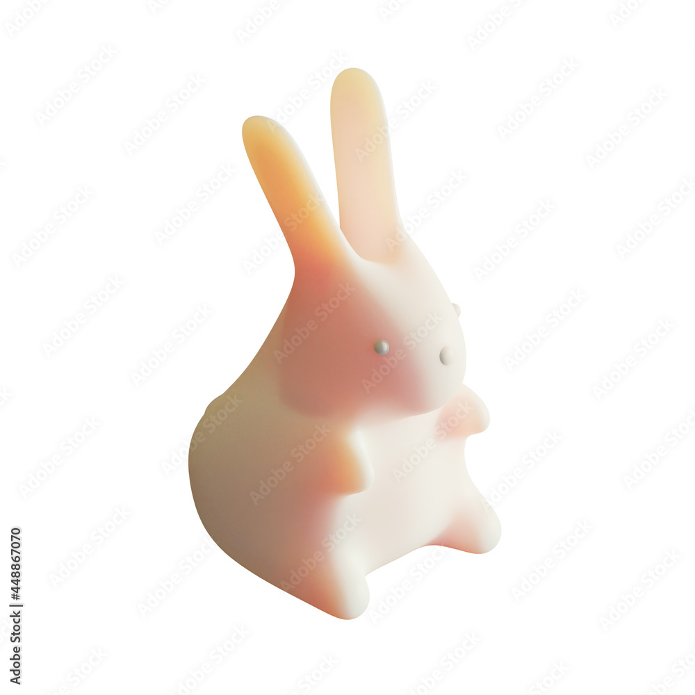 Mid Autumn Rabbit 3D Rendering Illustration