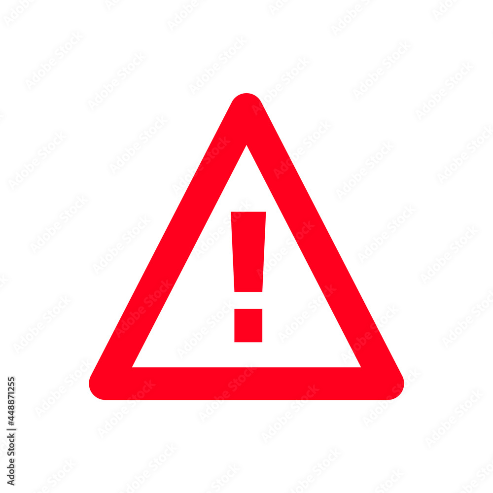 Hazard warning symbol vector icon flat sign symbol with exclamation mark isolated on white background. Hazard warning attention sign with exclamation mark symbol. Hazard warning symbol vector icon flat sign symbol with exclamation mark isolated on white background. Hazard warning attention sign with exclamation mark symbol.